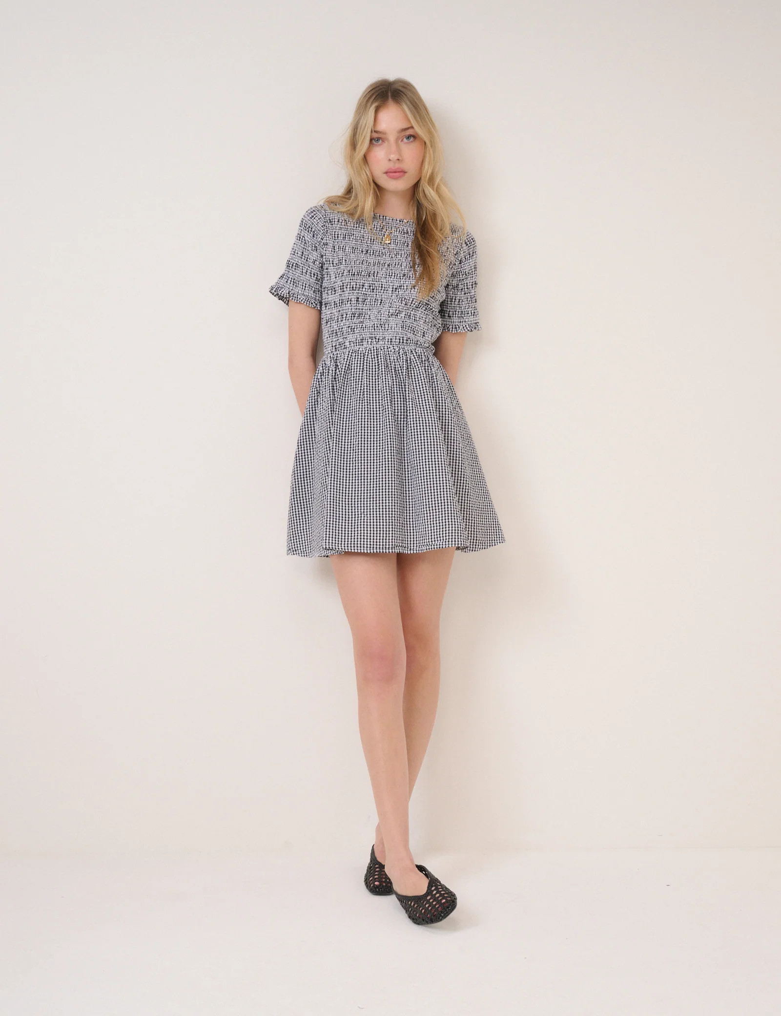 Black Gingham Leah Mini Dress | Nobody's Child