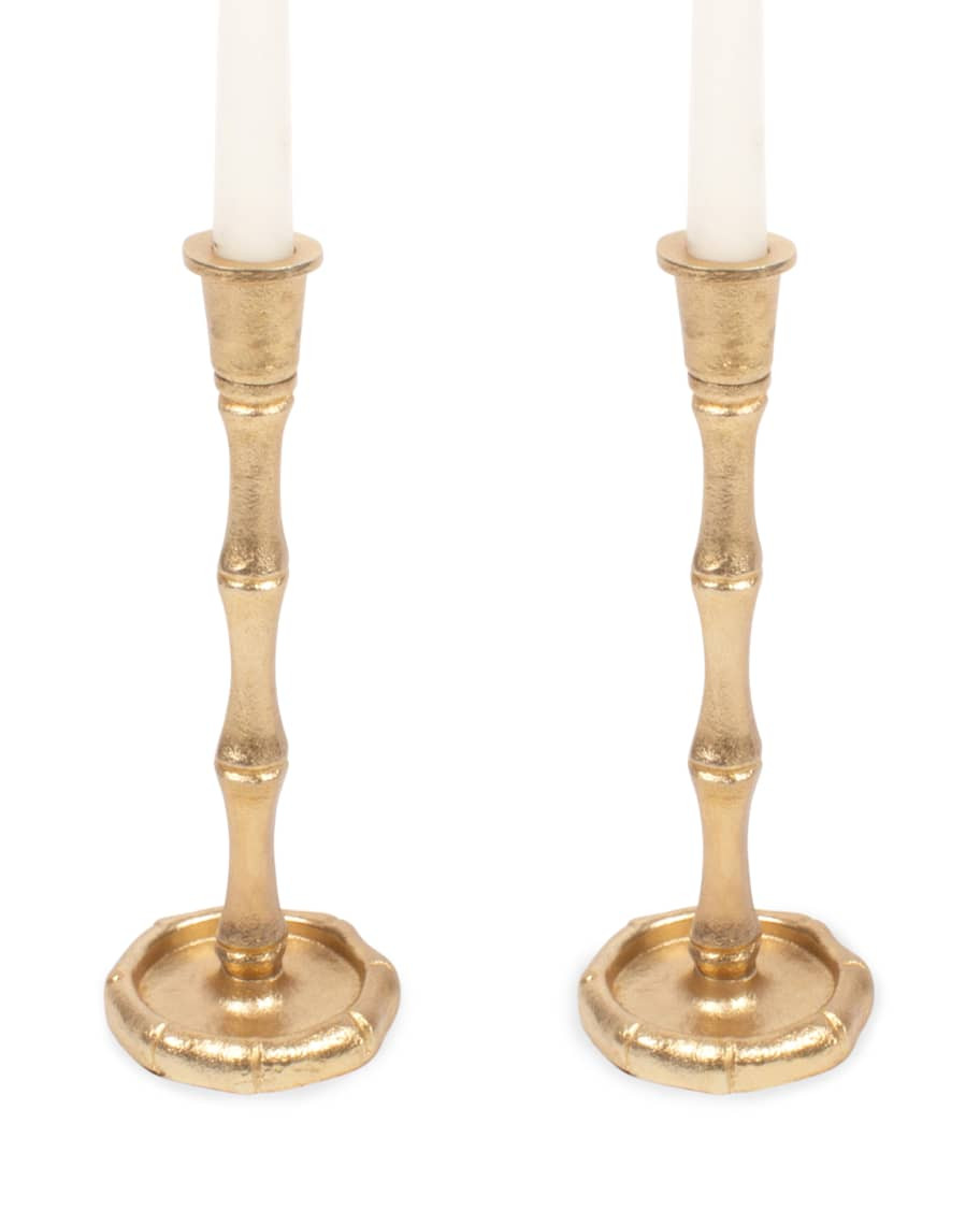 8 Oak Lane Gold Bamboo Candlestick Set | Neiman Marcus