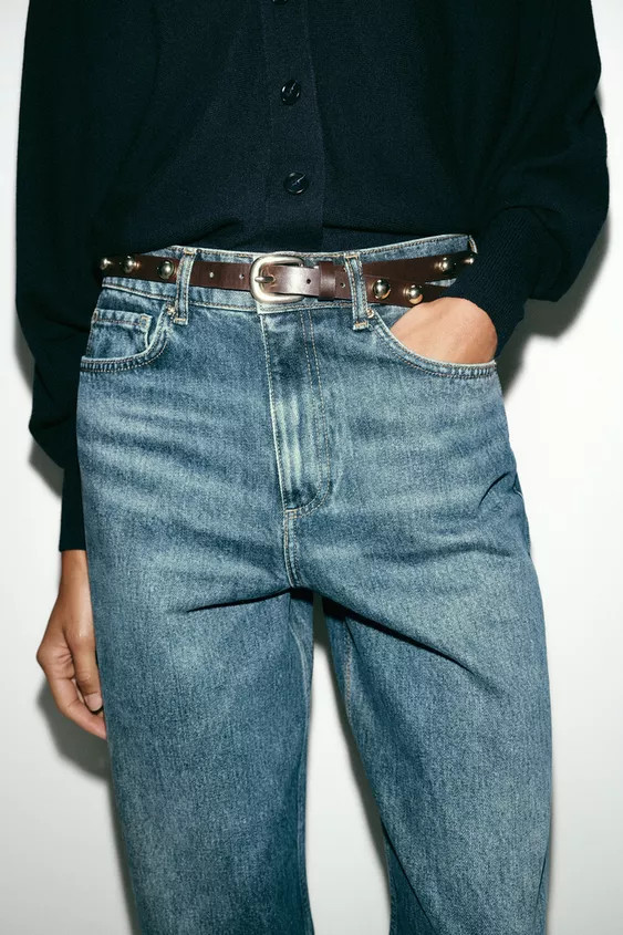 Z1975 STRAIGHT TAPERED HIGH-WAIST JEANS WITH BELT | Zara UK