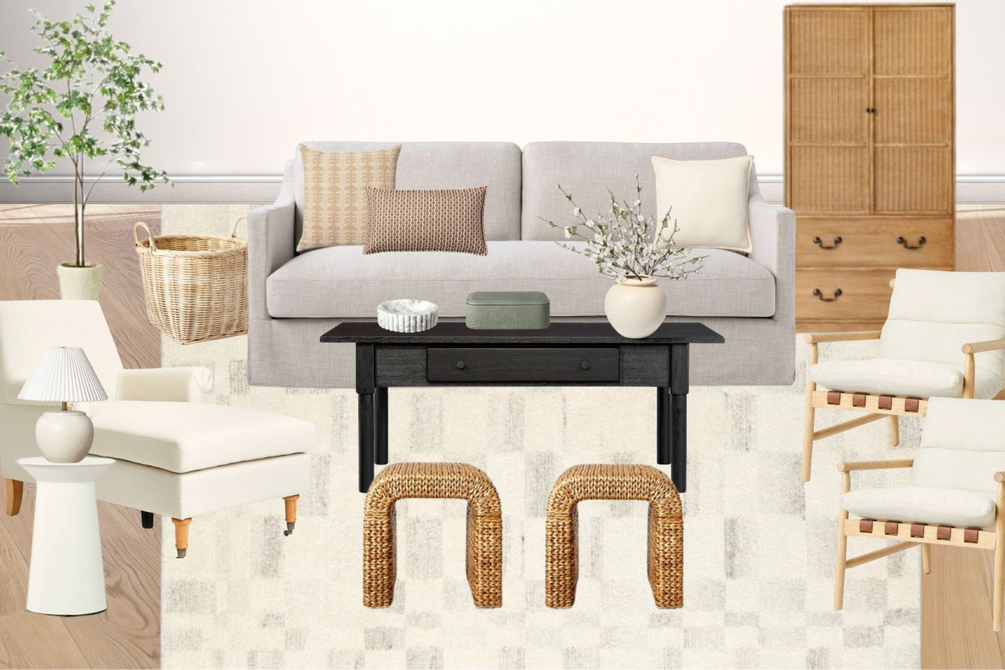 Living room, studio McGee, hearth and hand, coffee table, couch, accent chair, ottoman, hutch, console, throw pillow, chaise, arm chair, area rug, Target, home decor 

#LTKstyletip #LTKunder100 #LTKhome