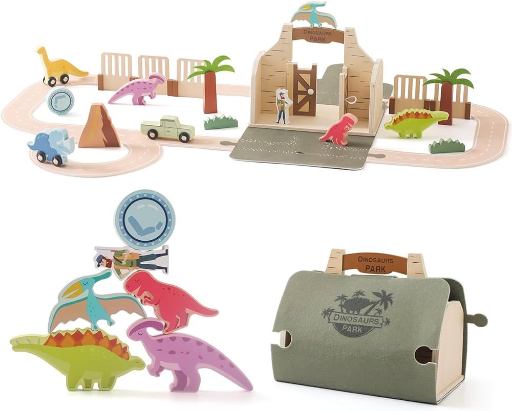 Dinosaur Train Set for Kids,Toy Train Set Tracks for Toddlers,Portable Montessori Education Toys ... | Amazon (US)
