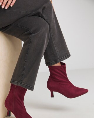 Ally Kitten Heel Sock Boot Wide E Fit | Simply Be (UK)