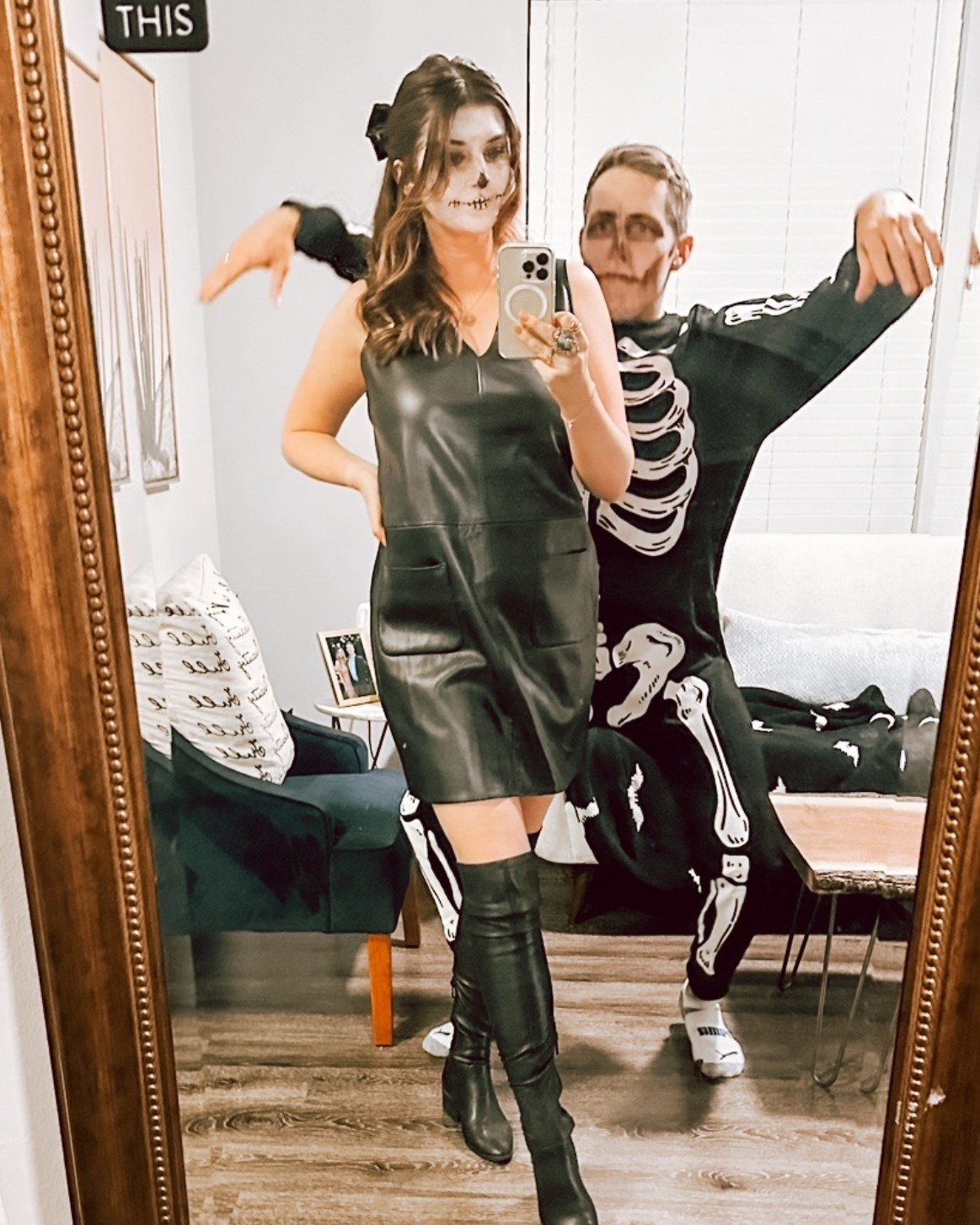 Easy costume idea - spooky skeletons. My husband loves a comfortable costume so he loved being a skeleton. I wanted to wear a cute dress so I just did skeleton makeup with a dress that I owned already. It was low budget and fun

#skeletoncostume #easyhalloweencostume #halloweenmakeul #couplescostume #costumeideas 

#LTKSeasonal #LTKHalloween #LTKStyleTip