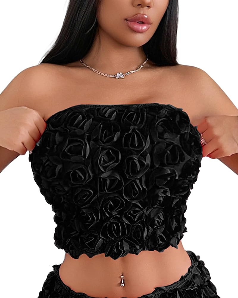 Women's Tube Top - Stretchy Bandeau for Summer, Strapless Crop Top for Teens & Adults Tank Top | Amazon (US)