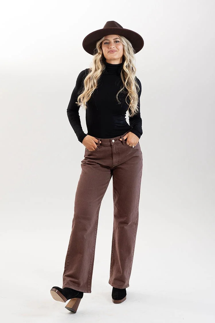 Dark Brown Straight Leg Baggy Fit Jeans | Flea Style