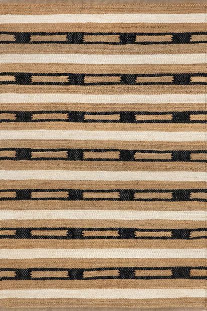 Natural Raleigh Striped Jute Area Rug | Rugs USA