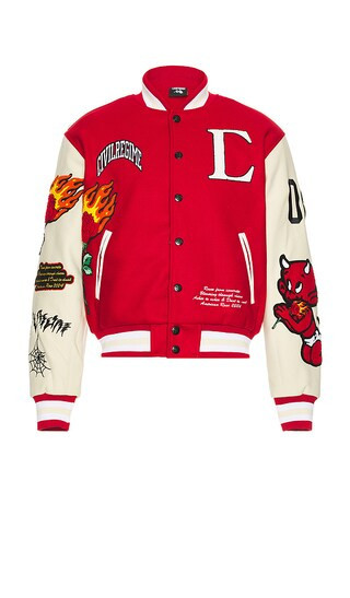 Civil Regime Flames Varsity Letterman Jacket in Red. Taglia M. Also in S. | Revolve Clothing (Global)