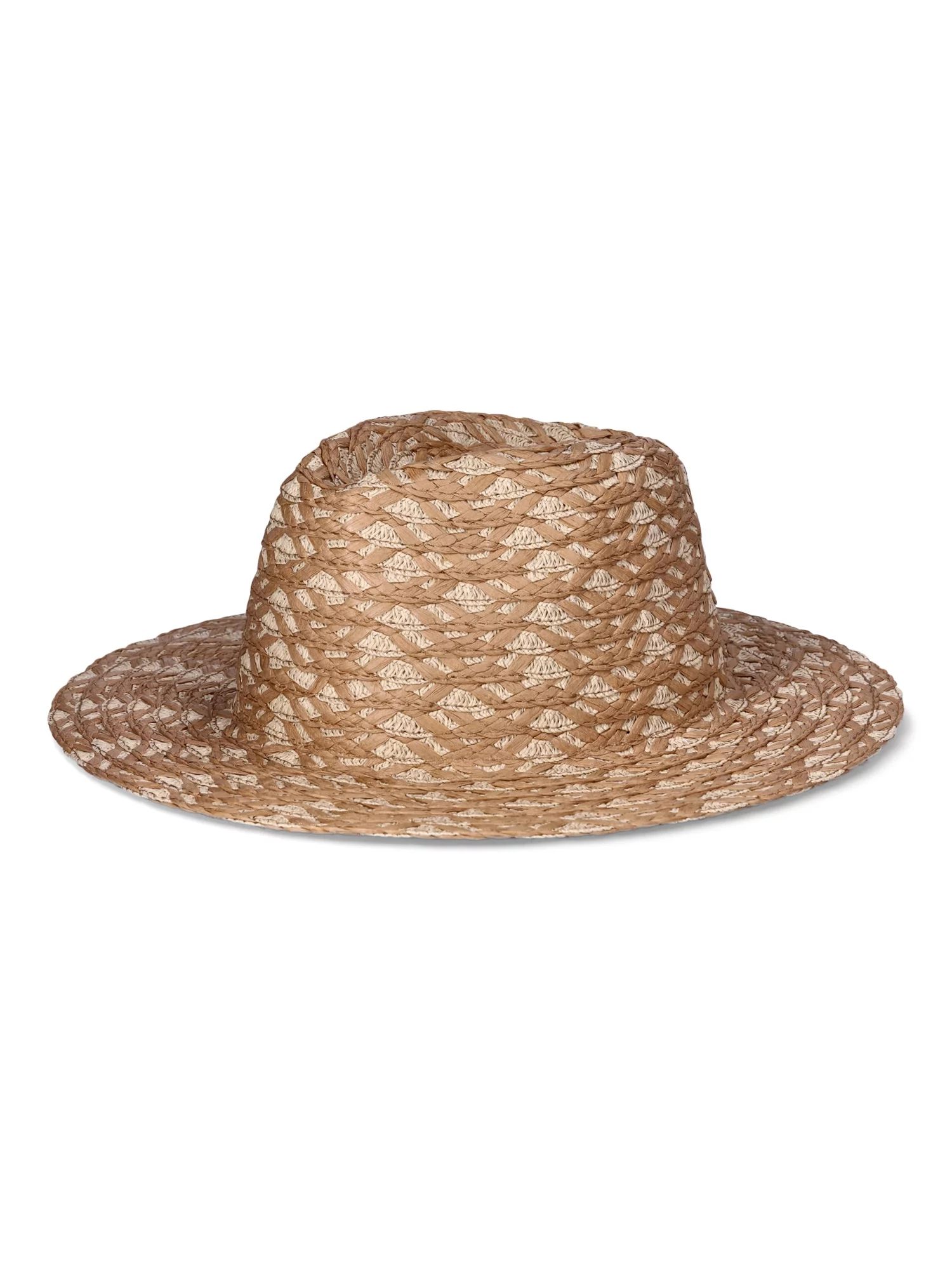 Time and Tru Women's Grecian Weave Straw Fedora Hat, Beige | Walmart (US)