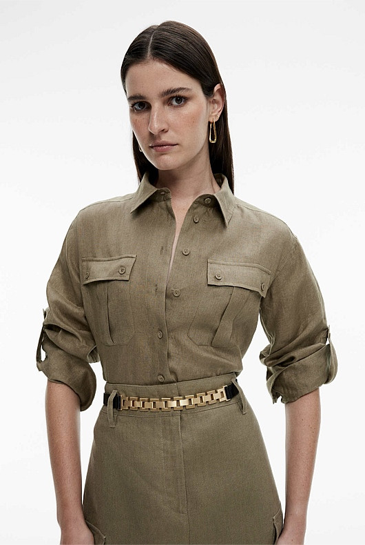French Linen Pocket Detail Shirt | Witchery (AU)