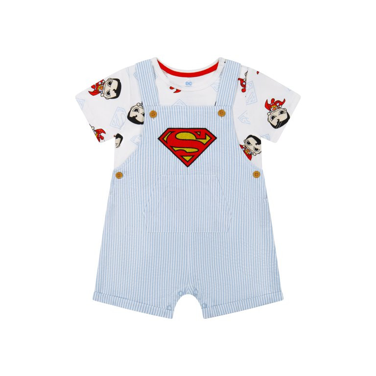 Super Man Baby Boy Shortall Set, Sizes 0/3 Months-24 Months | Walmart (US)