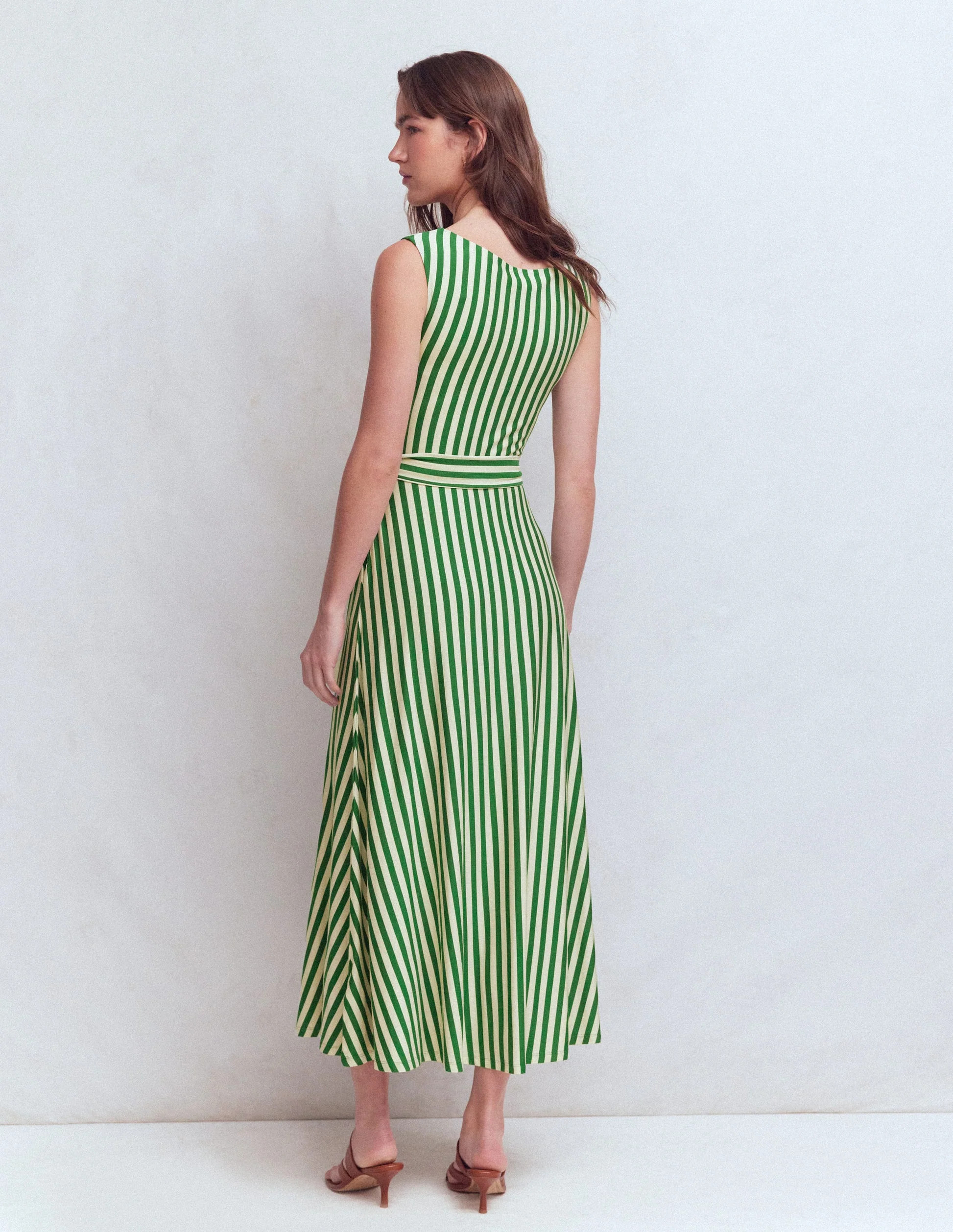 Tamsin Jersey Midi Dress-Fresh Green and Ivory Stripe | Boden (US)