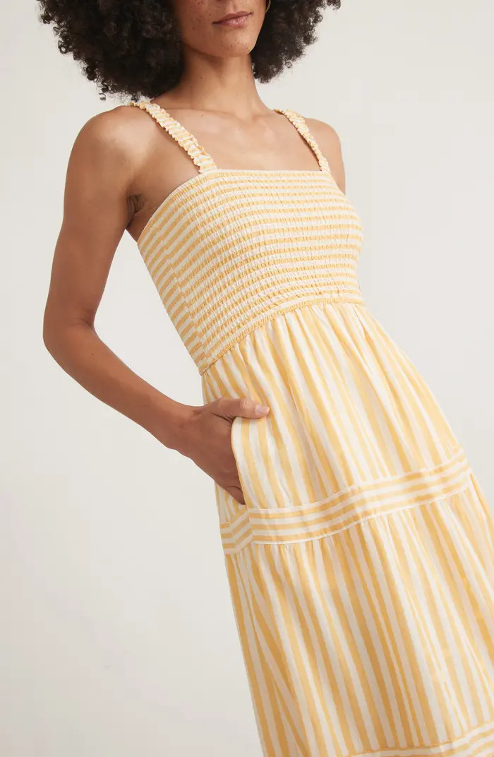 Marine Layer Selene Stripe Smocked Midi Sundress | Nordstrom | Nordstrom