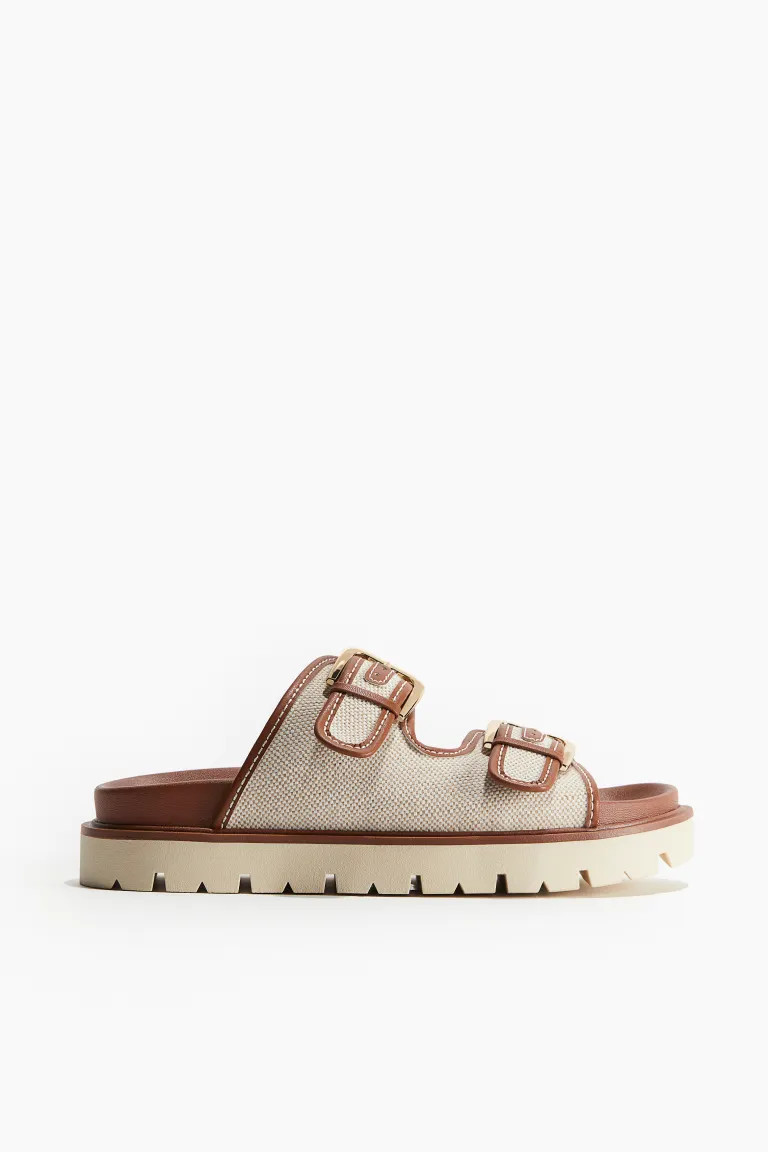Chunky Sandals - No heel - Brown/light beige - Ladies | H&M US | H&M (US + CA)