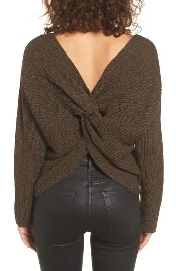 Women's Astr The Label Twist Back Sweater, Size X-Large - Green | Nordstrom