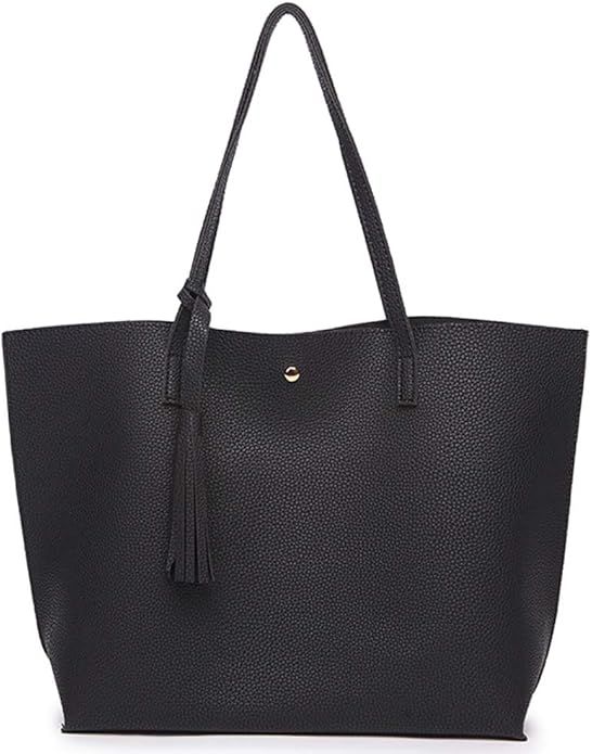 Women's Tote Bags Soft Leather Shoulder Bag Large Capacity Tassel Handbag Purse | Amazon (US)
