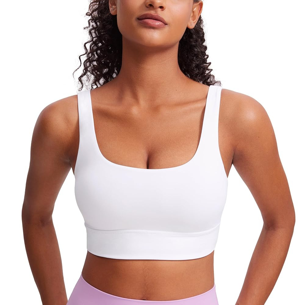 CRZ YOGA Butterluxe Womens U Back Sports Bra - Scoop Neck Padded Low Impact Yoga Clothes Workout ... | Amazon (US)