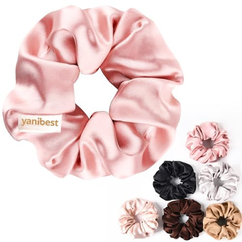 YANIBEST 6 Pack Glossy Satin Scrunchies - No Damage Hair Ties for Women and Girls, Silk Styling Scrunchies for Holiday | Amazon (US)