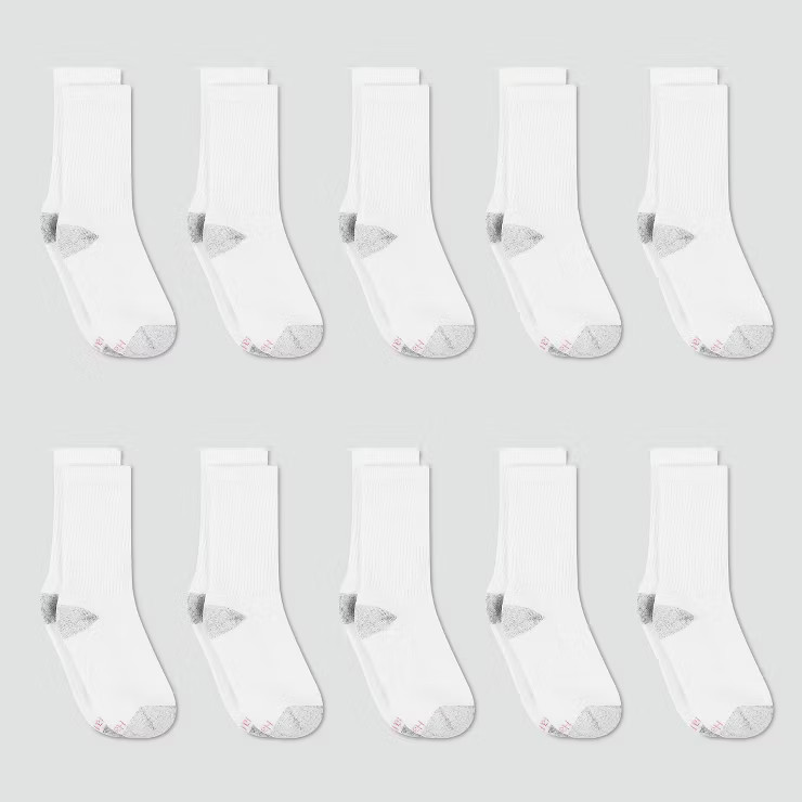 Hanes Women's Cushioned 10pk Crew Socks - 5-9 | Target