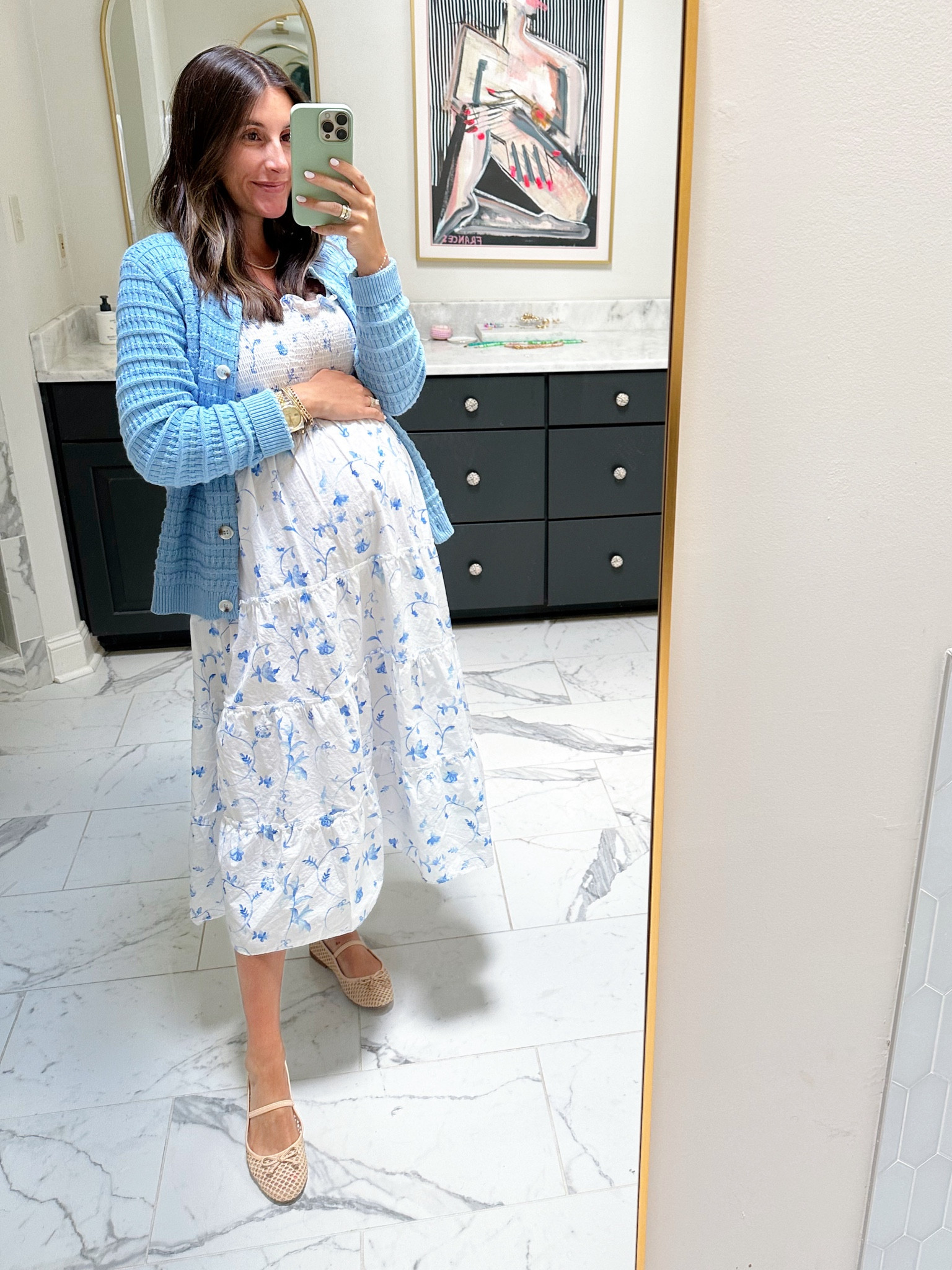  Church outfit today 🩵 wearing an xs in the dress! 

#LTKSeasonal #LTKBump #LTKBaby