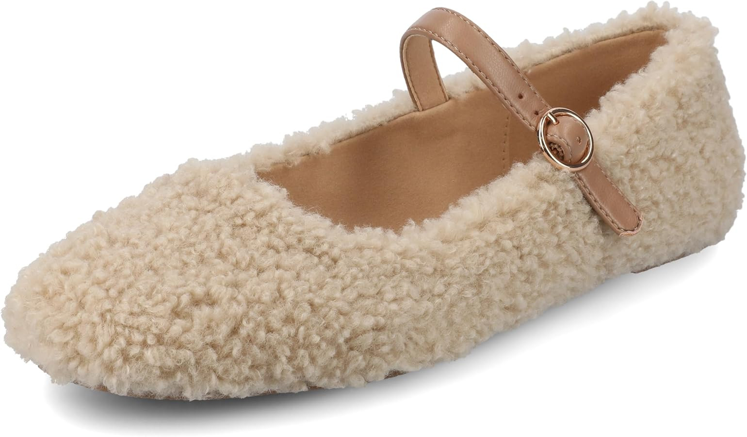 Journee Women's Carrie Medium and Wide Width Buckle Strap Dress Flats | Amazon (US)