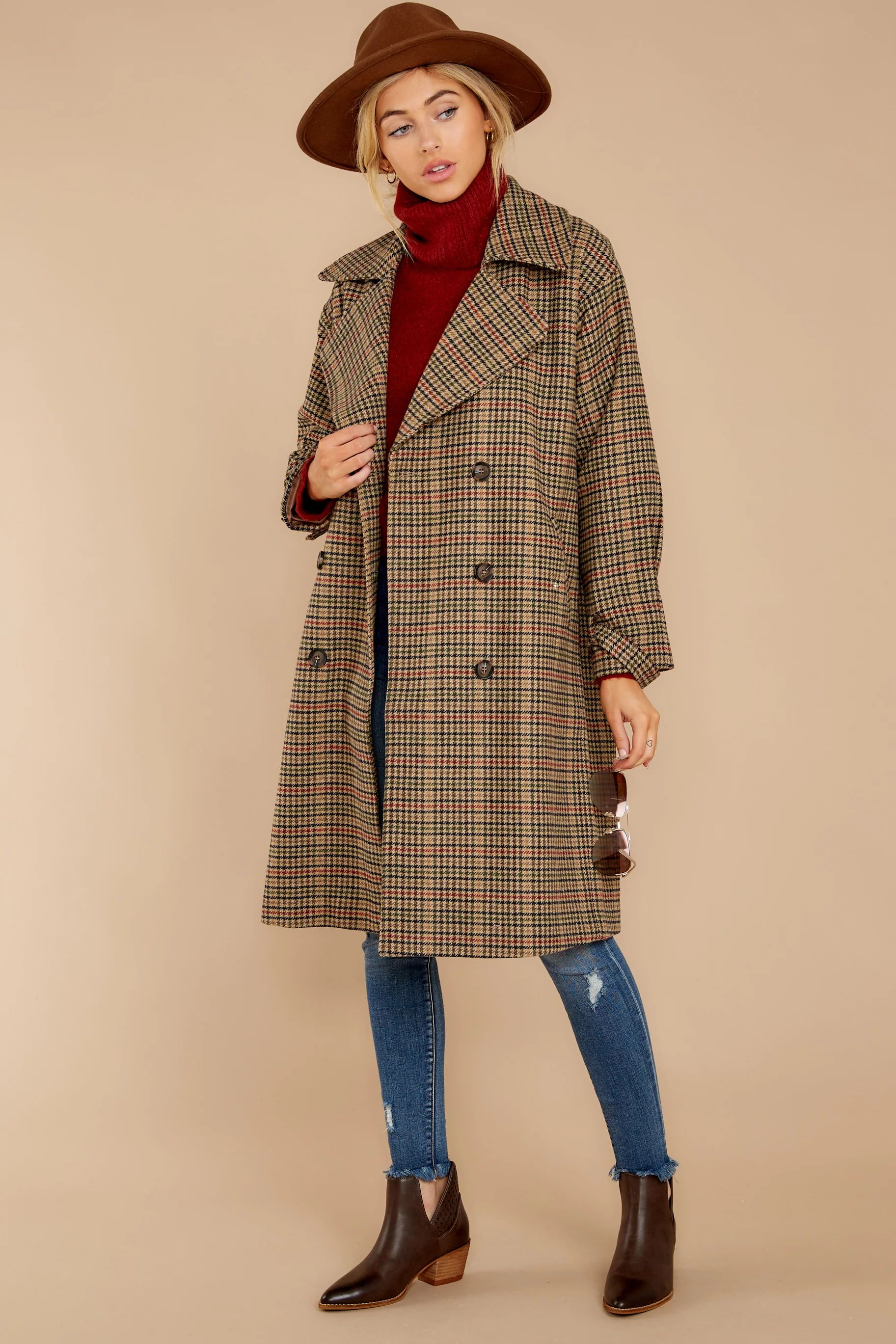 Notting Hill Brown Plaid Coat | Red Dress 