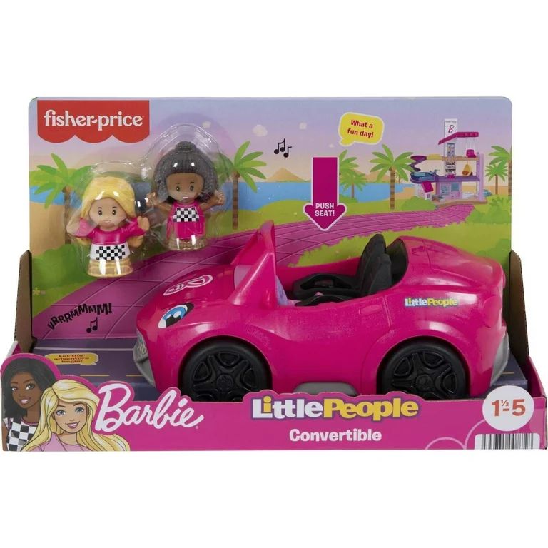 ​Barbie Convertible by Fisher-Price Little People, Push-Along Vehicle with Sounds and 2 Figures... | Walmart (US)