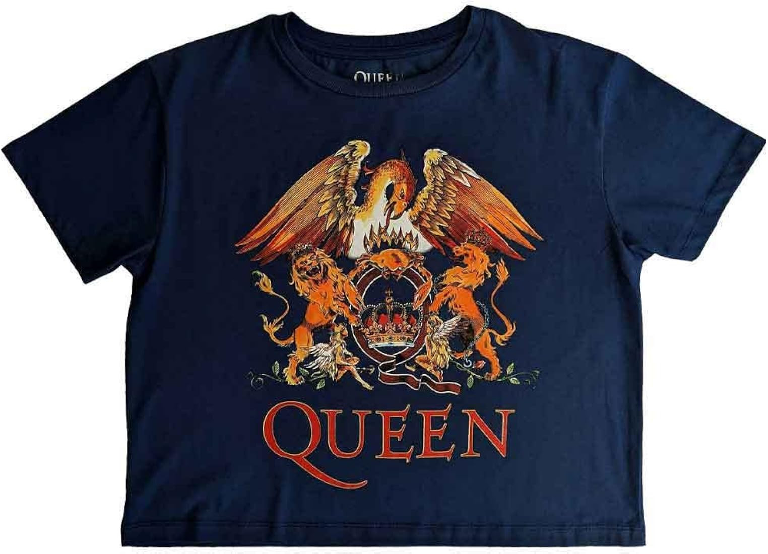 Queen Crop Top T Shirt Classic Crest Band Logo Official Womens Denim | Amazon (US)