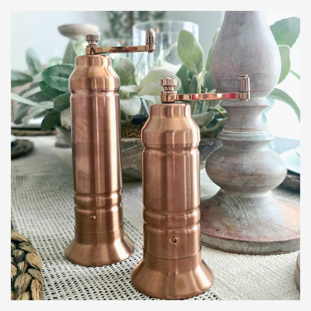 I am obsessed with these beautiful vintage salt and pepper crank grinders! They have a beautiful copper finish that add a touch of sophistication to your kitchen. #kitchenfinds #targetfinds #amazonfinds #heartandhand #saltandpeppergrinder #ronigonzalezblog 

#LTKHome #LTKFindsUnder50 #LTKStyleTip