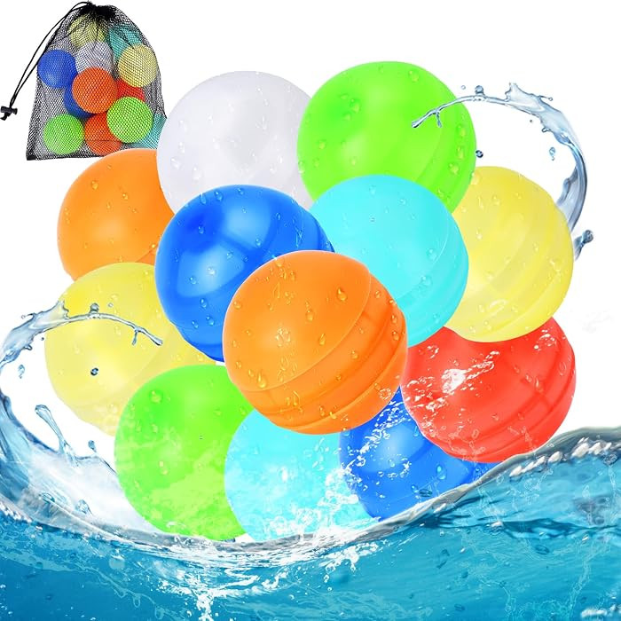 Reusable Water Balloons, 12 Pcs Self-Sealing Quick Fill Silicone Water Bombs, One-Hand Easy Fill ... | Amazon (US)