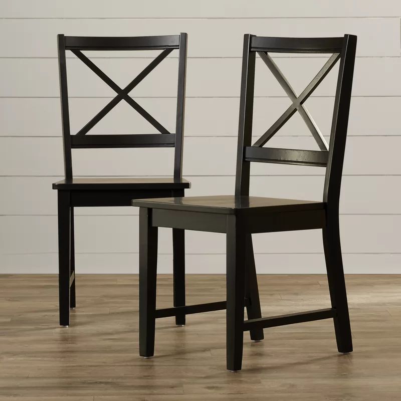 Black Powe Solid Wood Cross Back Side Chair (Set of 2) | Wayfair North America