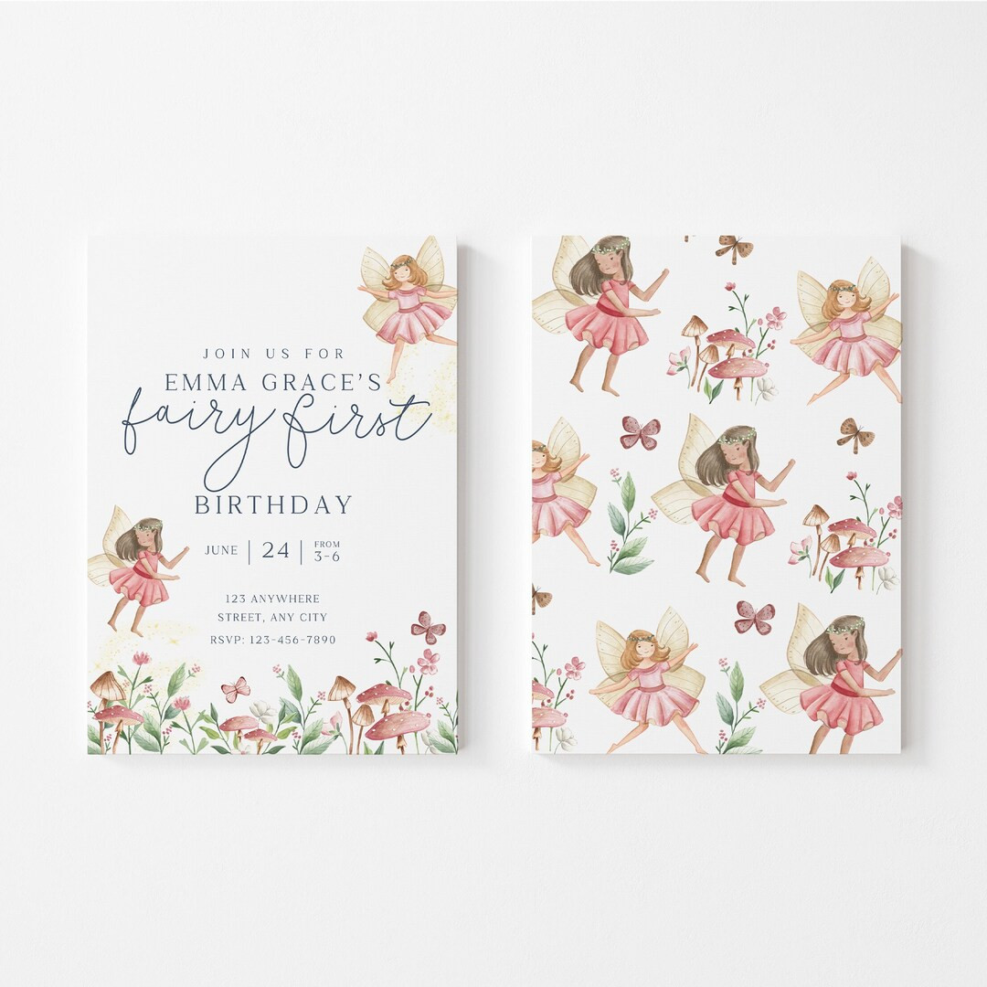 Printable Birthday Invitation, Fairy First Birthday, Enchanting Fairy Birthday, Fairy Garden Part... | Etsy (US)