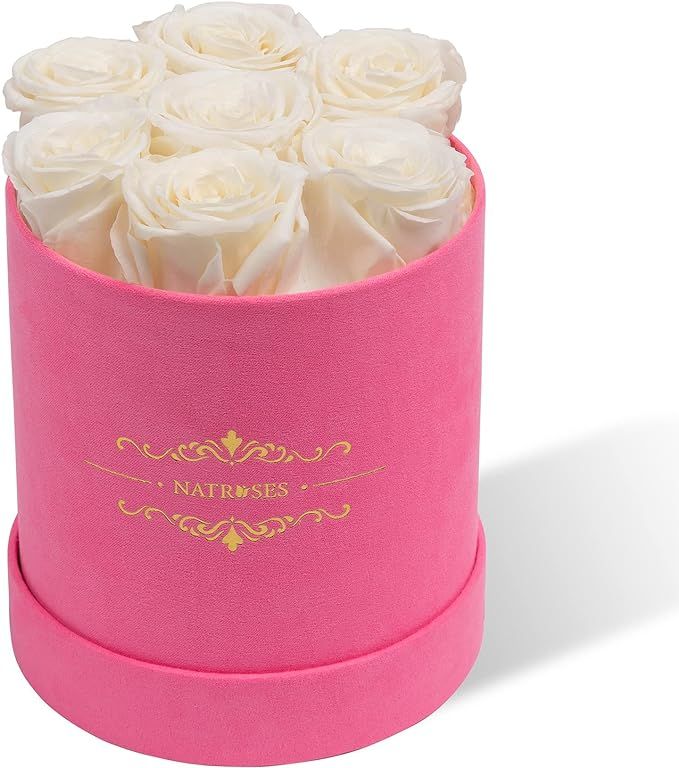 NATROSES Preserved Roses in a Round Box, 100% Real Roses That Last Up to 3 Years, Flowers for Del... | Amazon (US)
