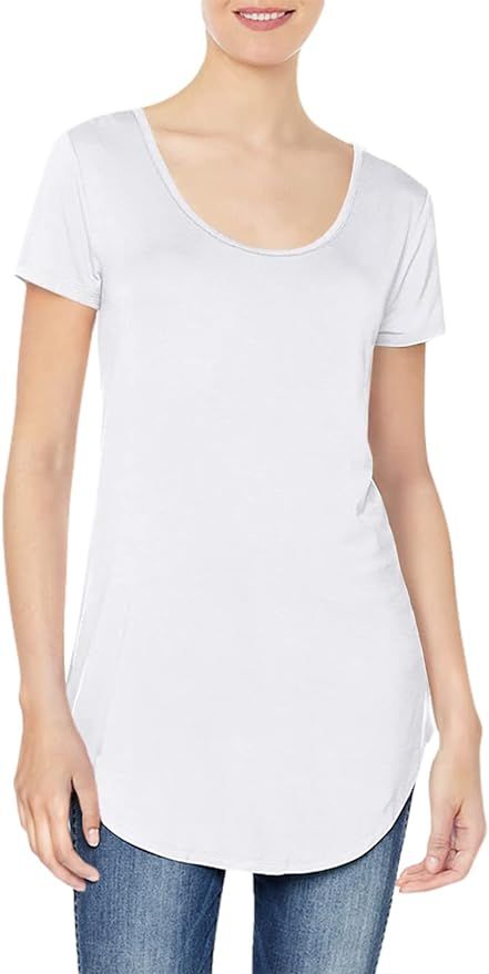 Daily Ritual Women's Jersey Standard-Fit Short-Sleeve Long-Line Scoopneck T-Shirt | Amazon (US)