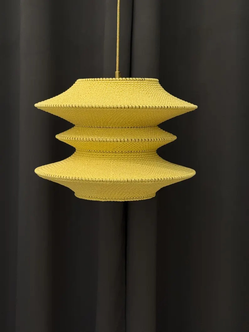 Crochet Pendant Light: Bohemian Yarn Lampshade, Sustainable Lighting - Etsy | Etsy (US)