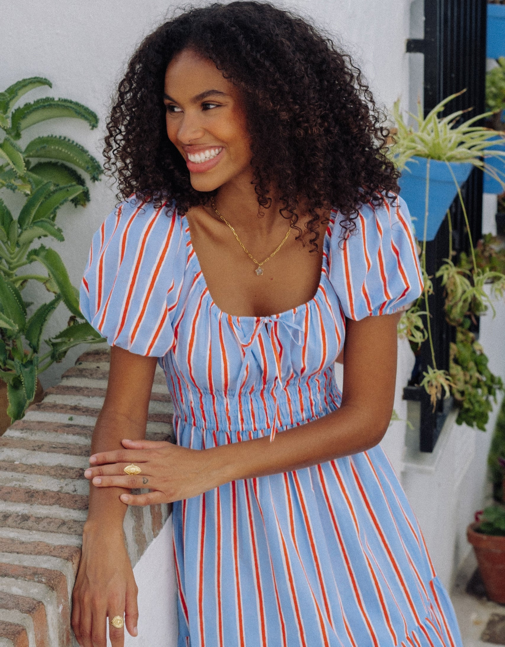 Poets Stripe Katie Dress | Pink City Prints UK