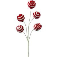 Red White Peppermint Twirl Ball Pick Spray, Wreath Supply, Craft Candy Cane Decorations, Striped Pick, Enhancements | Etsy (US)