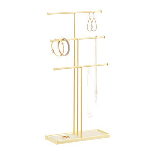Umbra® Tribeca Necklace Stand Gold | The Container Store