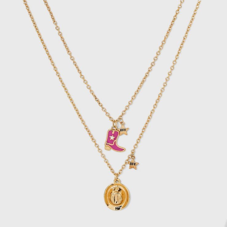 Cowboy Hat and Boot Friendship Pendant Necklace Set 2pc - Wild Fable™ Gold/Pink | Target