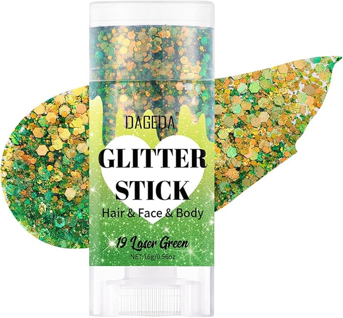 DAGEDA Laser Green Body Glitter Stick,St Patricks Day Accessories,Sparkly Face Glitter Makeup,Hol... | Amazon (US)