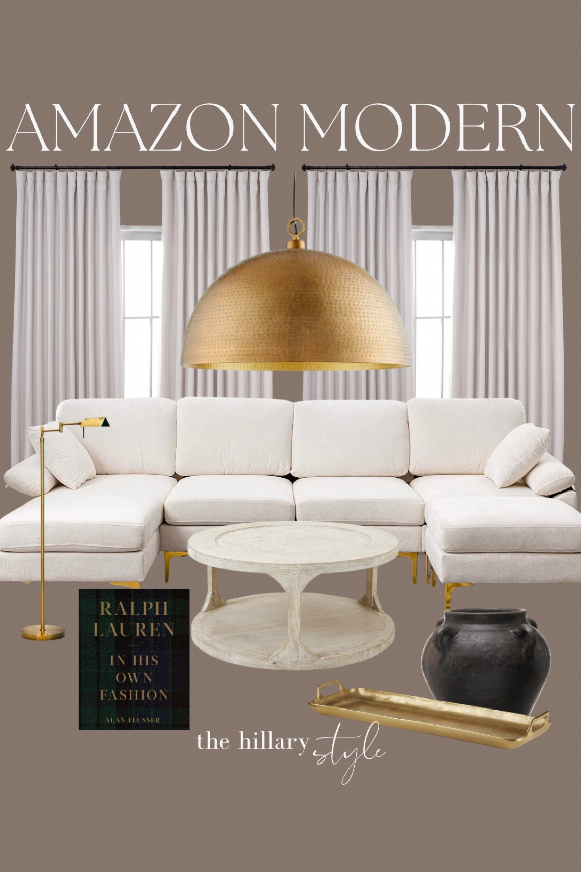 Amazon designer inspired!

Curtains.  Pendant light. Sofa. Coffee table. Book. Floor lamp. Vase. Tray. 

#LTKstyletip #LTKsalealert #LTKhome