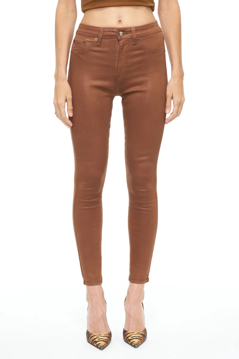 Aline High Rise Skinny - Coated Cognac | Pistola Denim