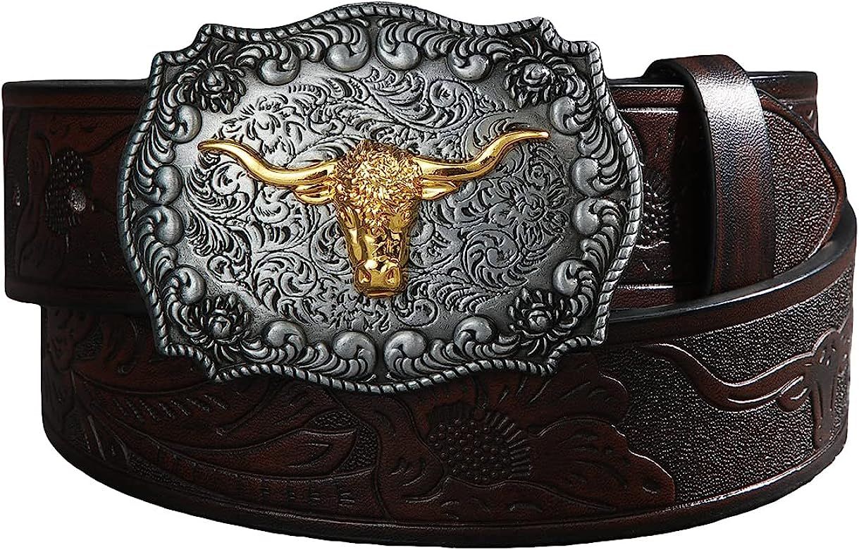 Verdusa Women's Vintage Western Leather Buckle Belt | Amazon (US)