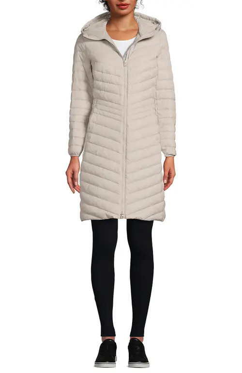 Lands' End Ultralight Packable Long Down Coat in Dusk Gray at Nordstrom, Size Large | Nordstrom