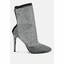 Fortunate Rhinestones Embellished Mesh Boots | SHEIN