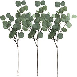 Supla 3 Pcs Artificial Silver Dollar Eucalyptus Leaf Spray in Green 25.5" Tall Artificial Greener... | Amazon (US)