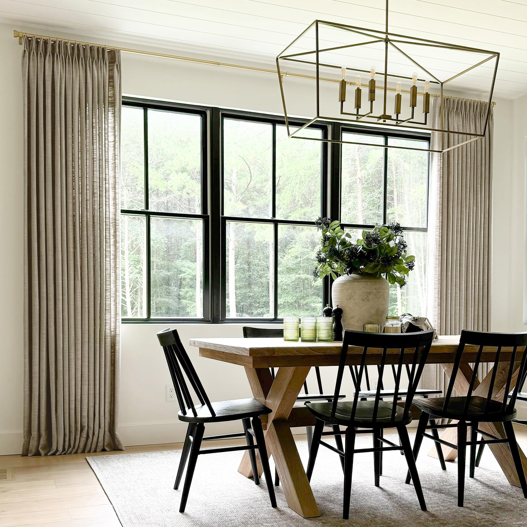 TWOPAGES Pinch Pleated Curtain 84 Inches Long Taupe Grey Faux Linen Textured Curtain for Living R... | Amazon (US)