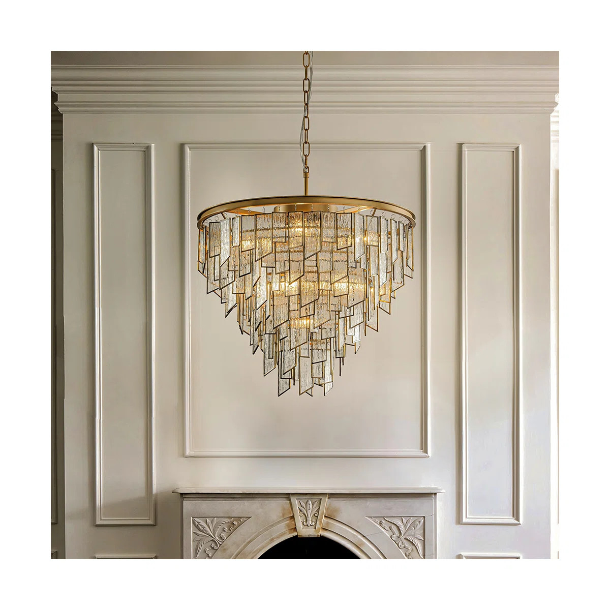 Mercer41 6/9-light Luxury Water Ripple Glass Chandelier Pendant Light Modern Brass Frame Lighting... | Wayfair North America