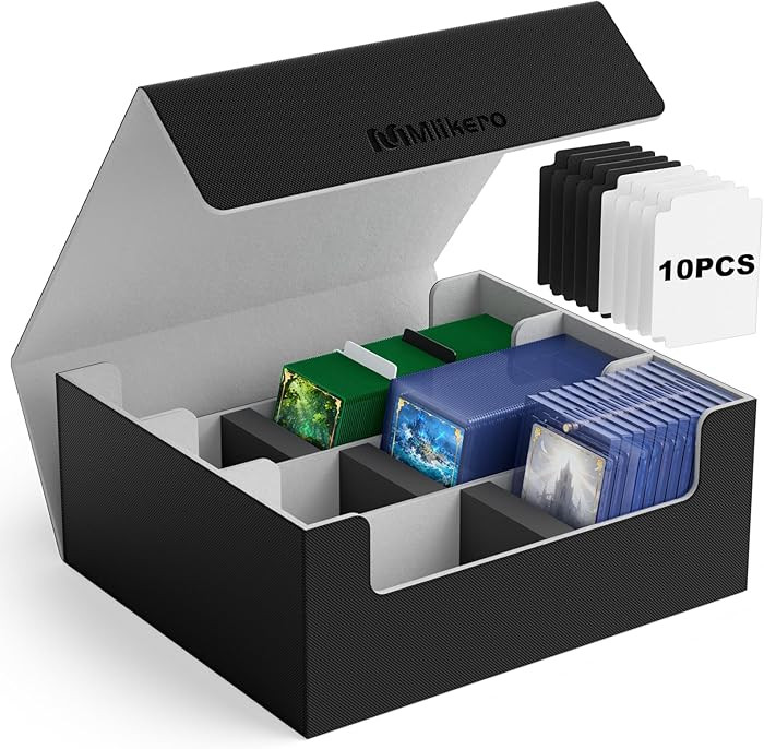 Mlikero Card Deck Case for Trading Cards 1800+, Trading Card Storage Box Fits Toploader and Magne... | Amazon (US)