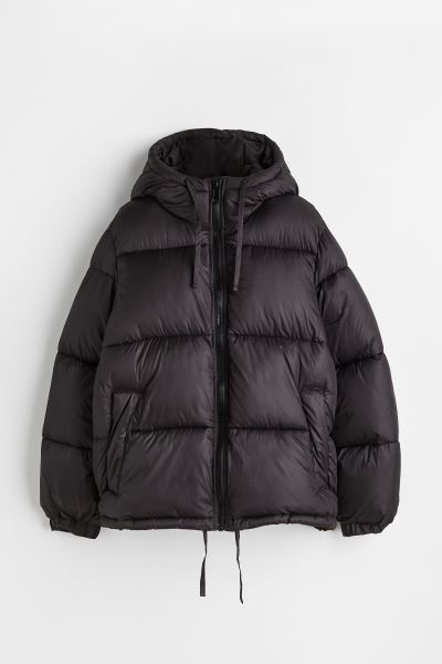 Hooded puffer jacket - Black - Ladies | H&M GB | H&M (UK, MY, IN, SG, PH, TW, HK)