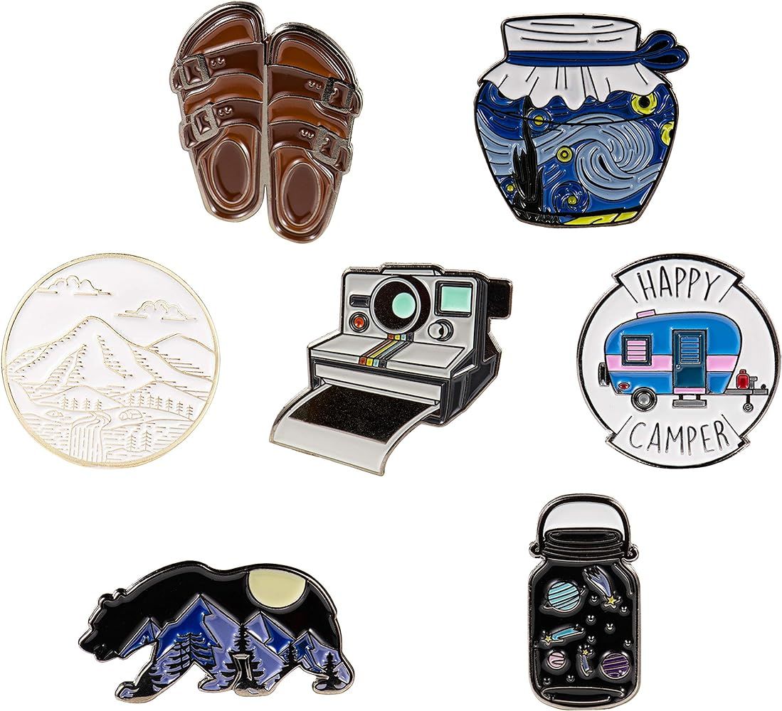 7 Outdoors Enamel Pins For Backpacks - enamel pin set | pins for jackets by The Carefree Bee (Set... | Amazon (US)
